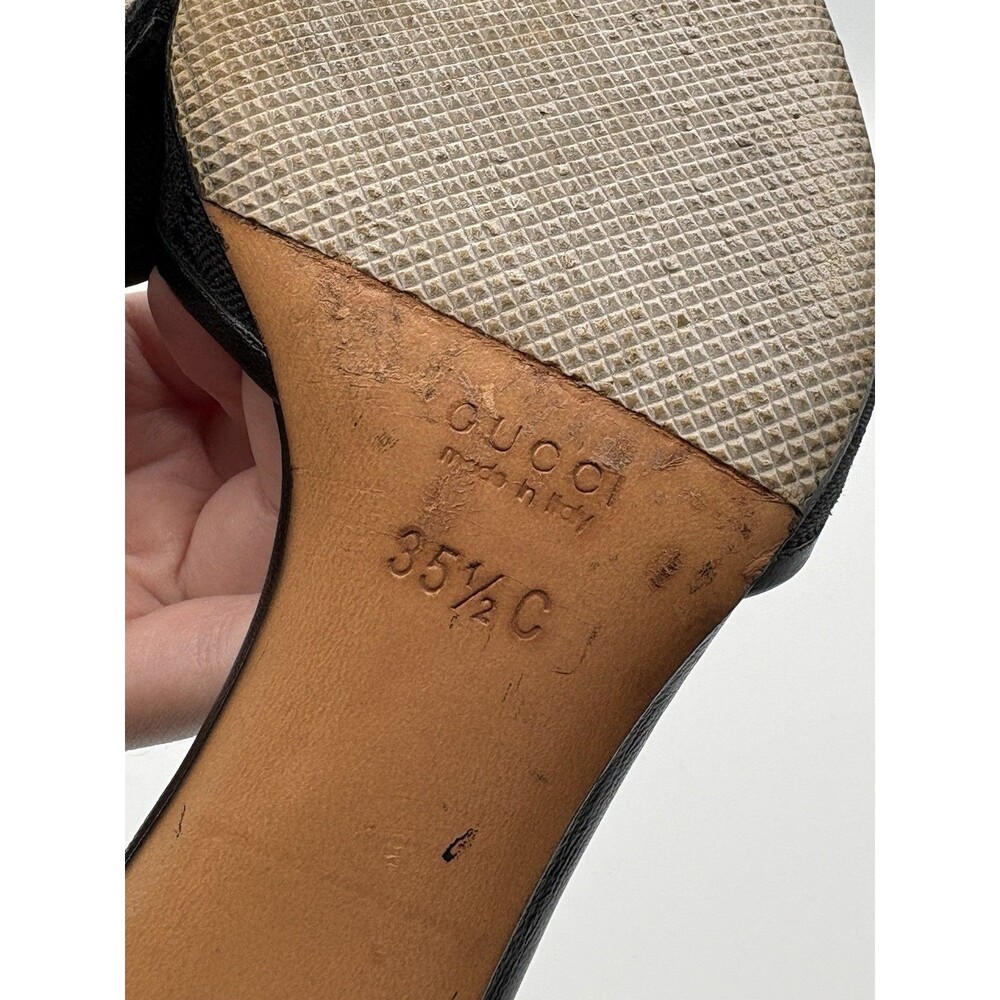 Gucci Black Leather Mules Canvas GG Logo Silver Horsebit Heels Y2K Size EU 35.5 - Picture 13 of 14
